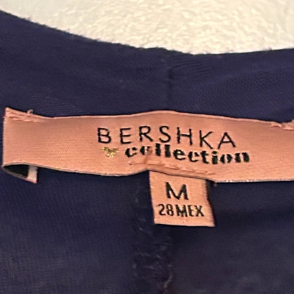 Bershka Draped Neckline LS Top M Navy Minimalist Timeless Lightweight Classy